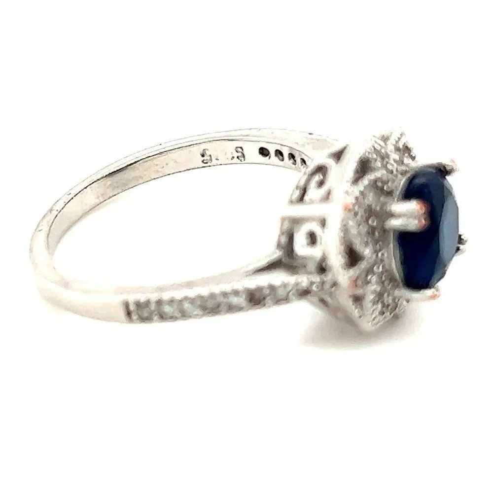 Sterling Silver 925 Retro Vibe Sapphire Ring‎